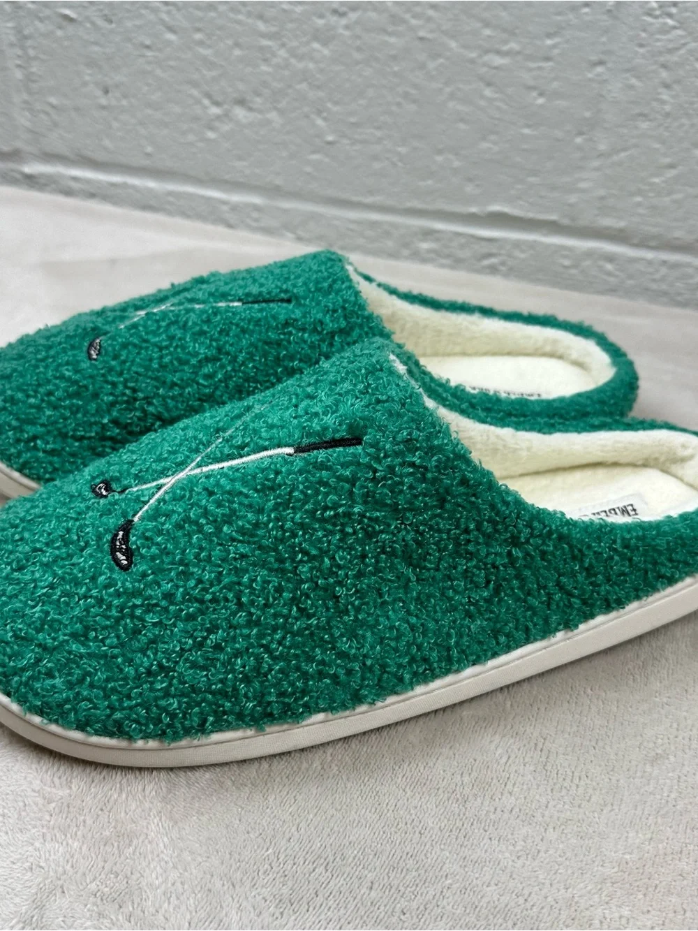 Ember & Oak Golf Club Memory Foam Slippers Men’s XL 13 Green Cozy House Shoes